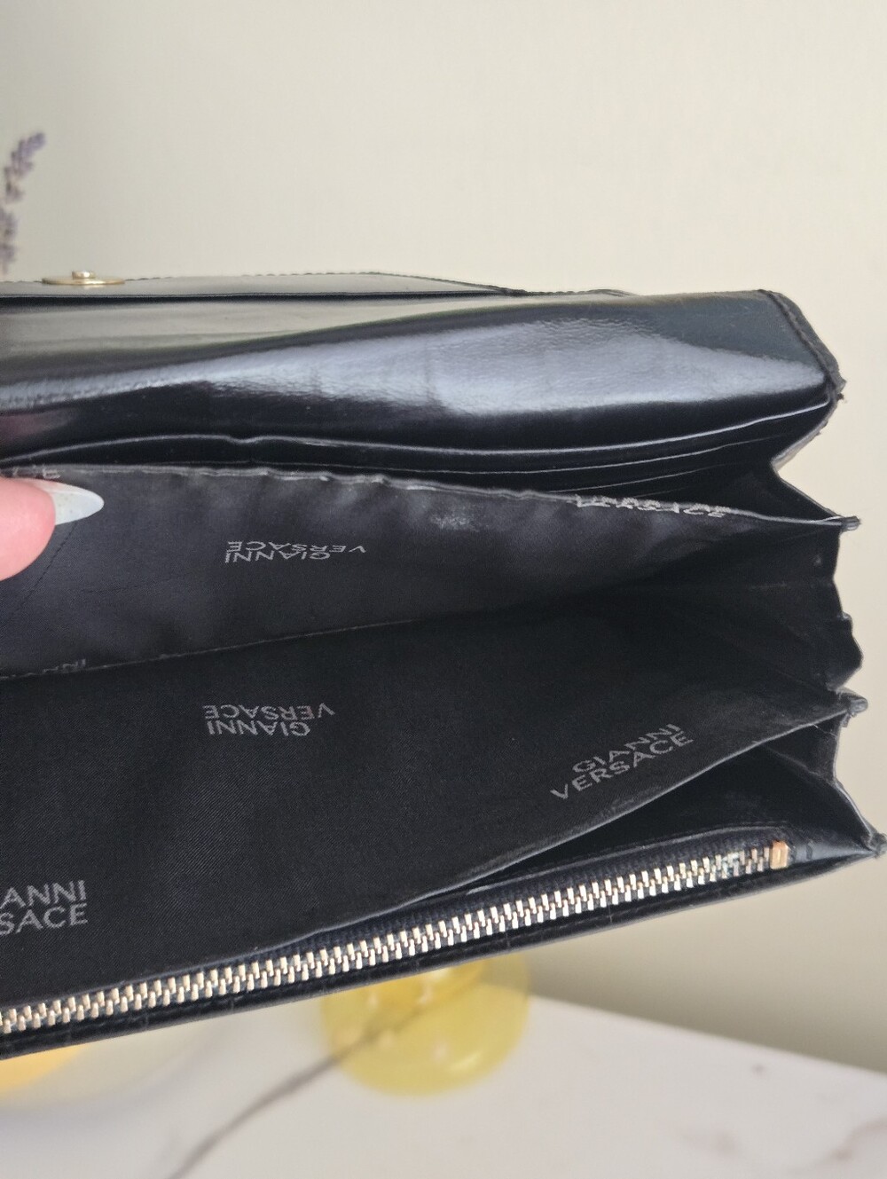 Vintage Gianni Versace Black Croc-Embossed Leather Long Wallet Clutch - Picture 11 of 15